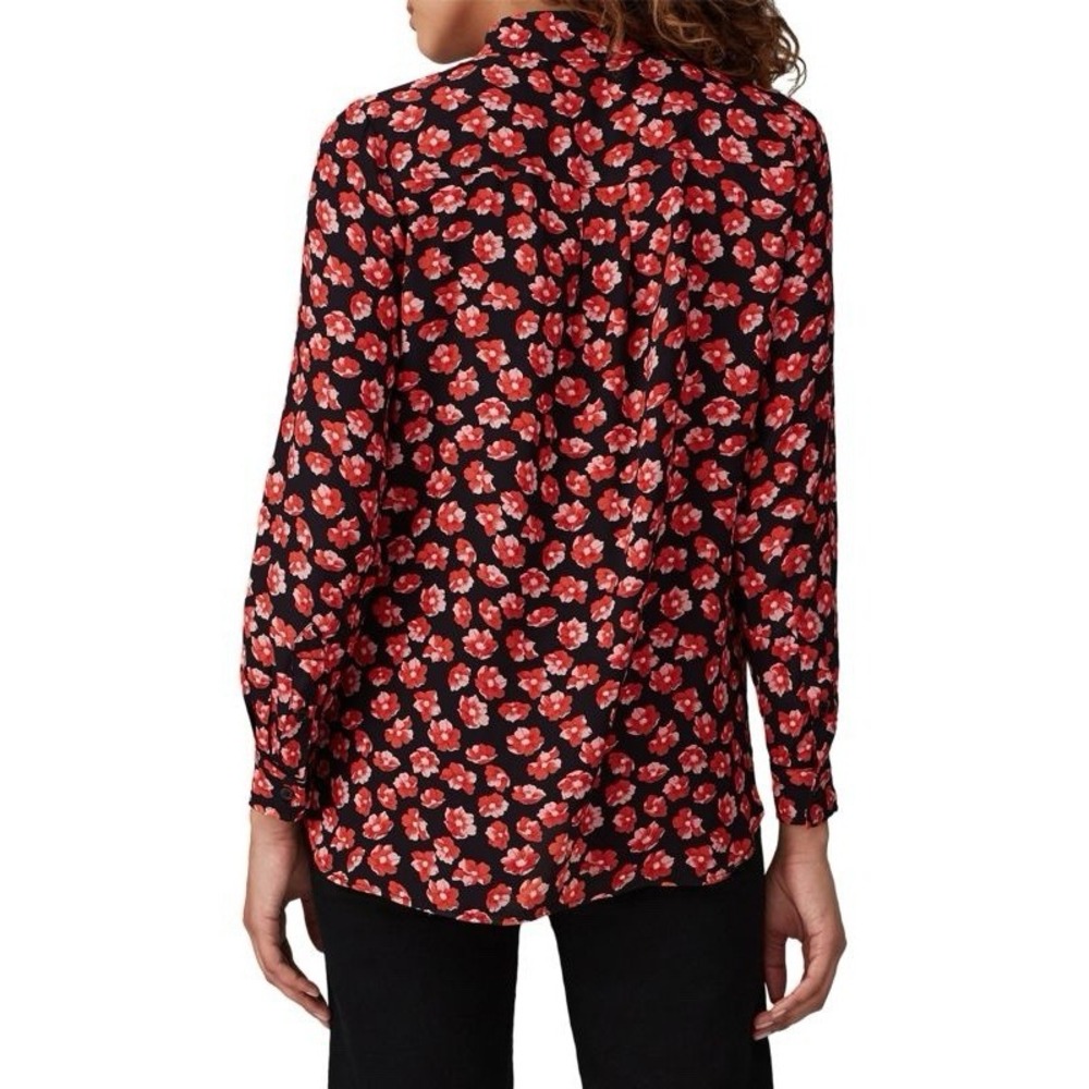 GANNI Floral-Print Button Down Shirt Red‎ Pink Black Size 10 - Picture 4 of 16